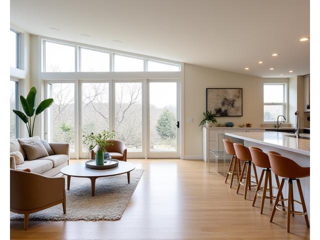 Spacious, well-lit modern home interior design.