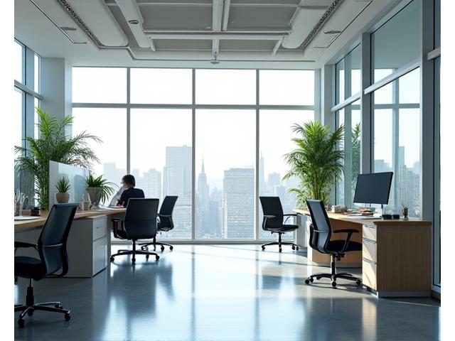 Modern office interior with natural light.